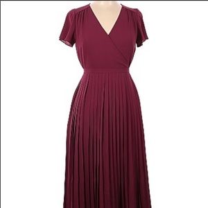 J.Crew pleated dress in beautiful burgundy color